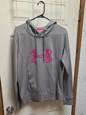 Under Armour Gray Hoodie with Pink Logo Accent